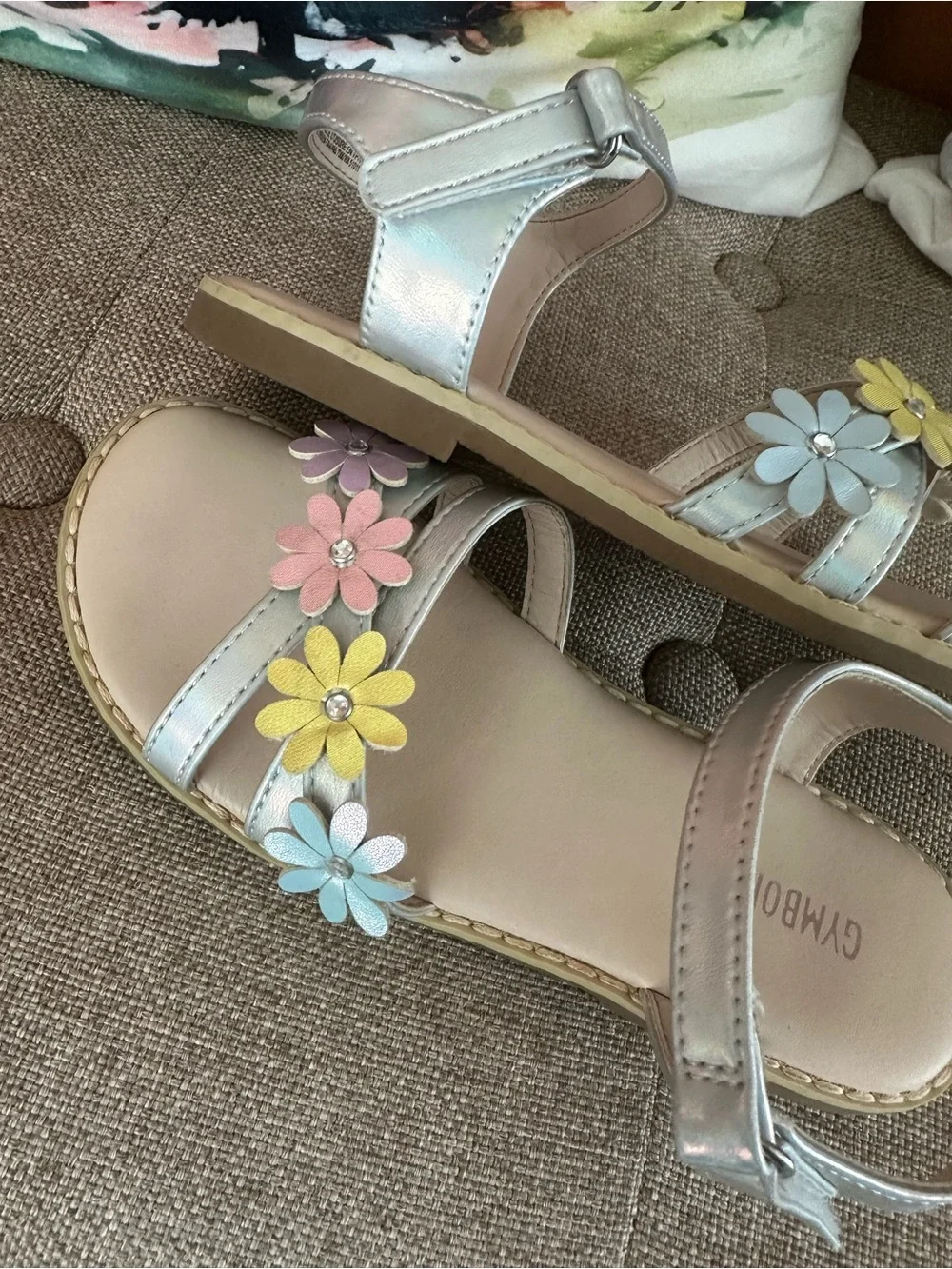 Gymboree Girls Metallic Floral Strap Sandals